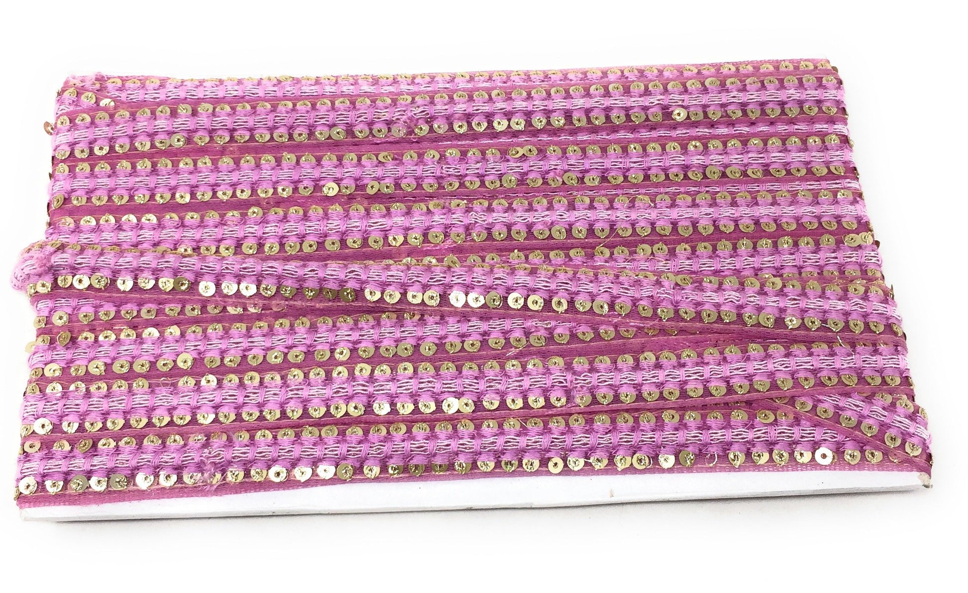 Light Purple Sequins Embroidery Saree Border Trim - 9 Meter Roll