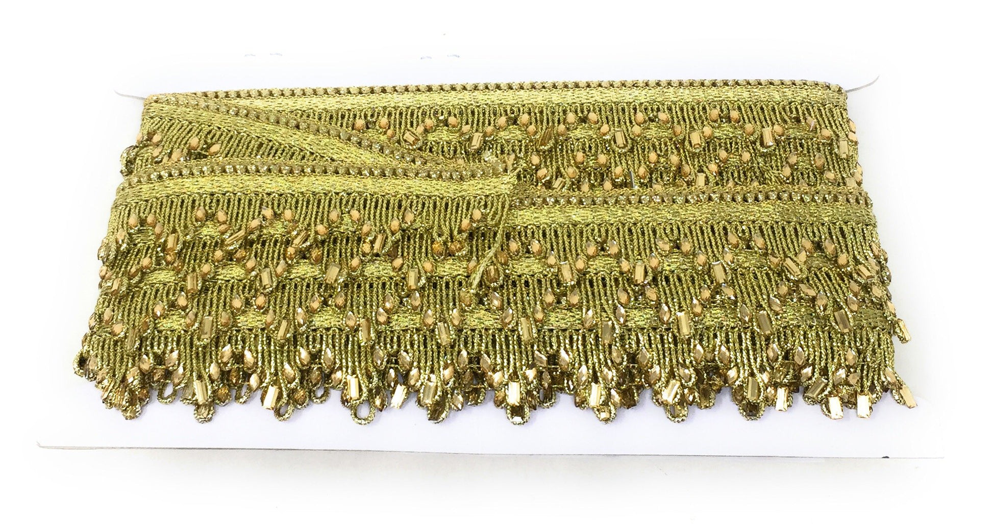 Light Gold Beaded Embroidered Saree Border Trim - 9 Meter Roll