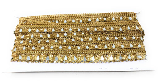 Gold Real Mirror Saree Border Trim - 9 Meter Roll
