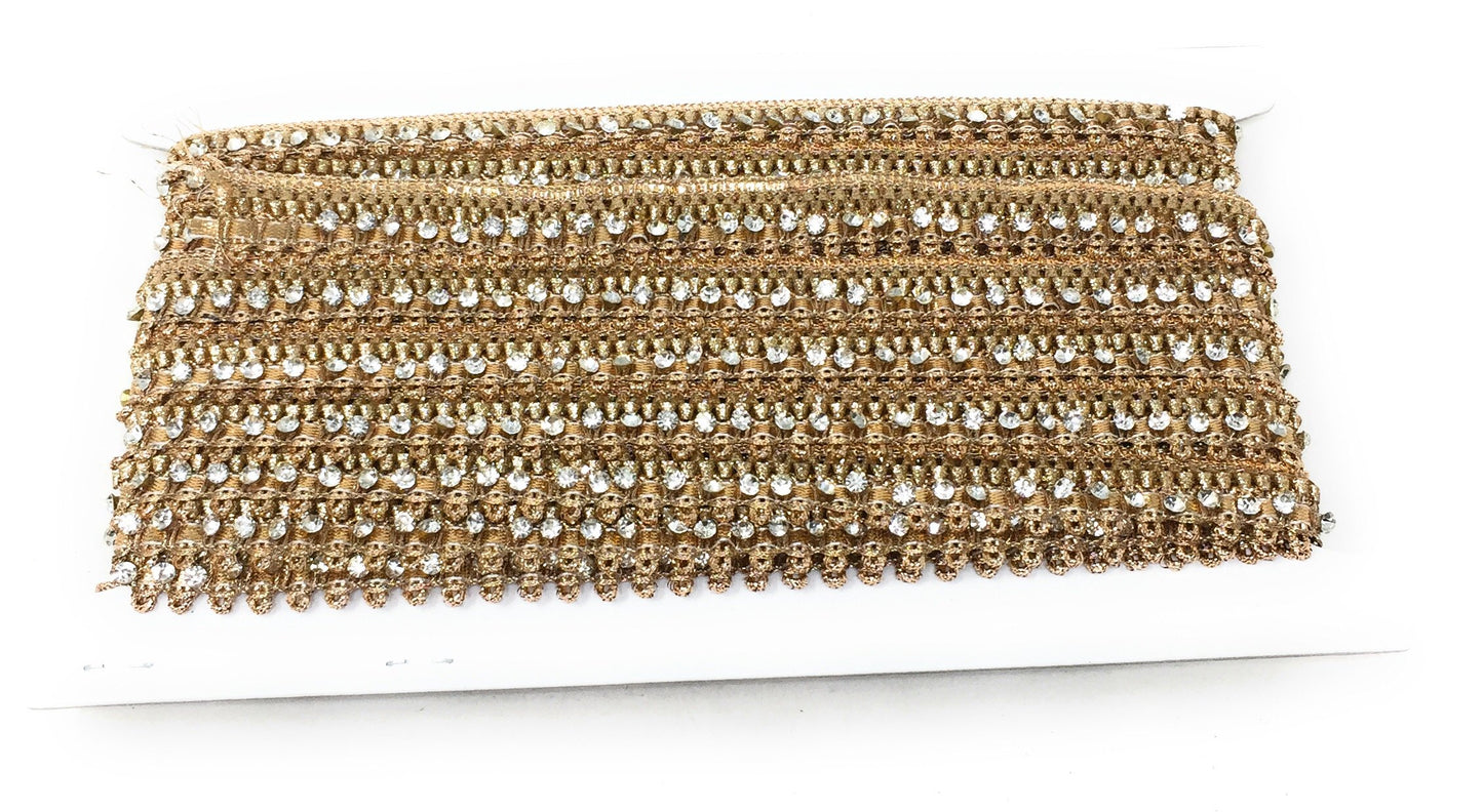 Copper Beaded Cutwork Saree Border Trim - 9 Meter Roll