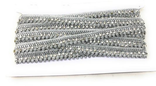 Silver Beaded Cutwork Saree Border Trim - 9 Meter Roll