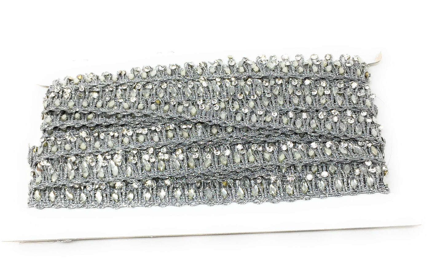 Silver Beaded Sequins Saree Border Trim - 9 Meter Roll
