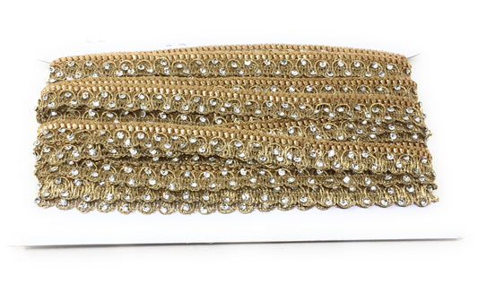 Copper Beaded Embroidered Saree Border Trim - 9 Meter Roll