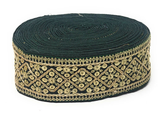 Bottle Green Sequins Embroidery Saree Border Trim - 9 Meter Roll