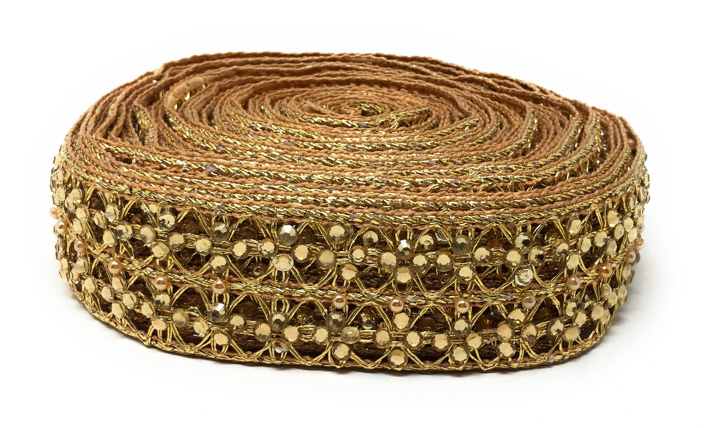 Gold Beaded Saree Border Trim - 9 Meter Roll