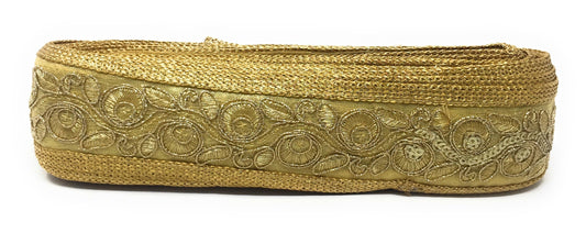 Dull Gold Sequins Embroidery Saree Border Trim - 9 Meter Roll