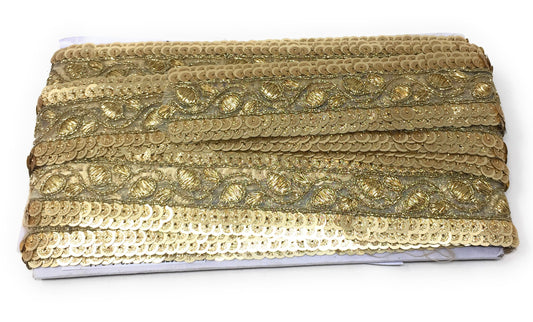Grey Sequins Embroidery Saree Border Trim - 9 Meter Roll