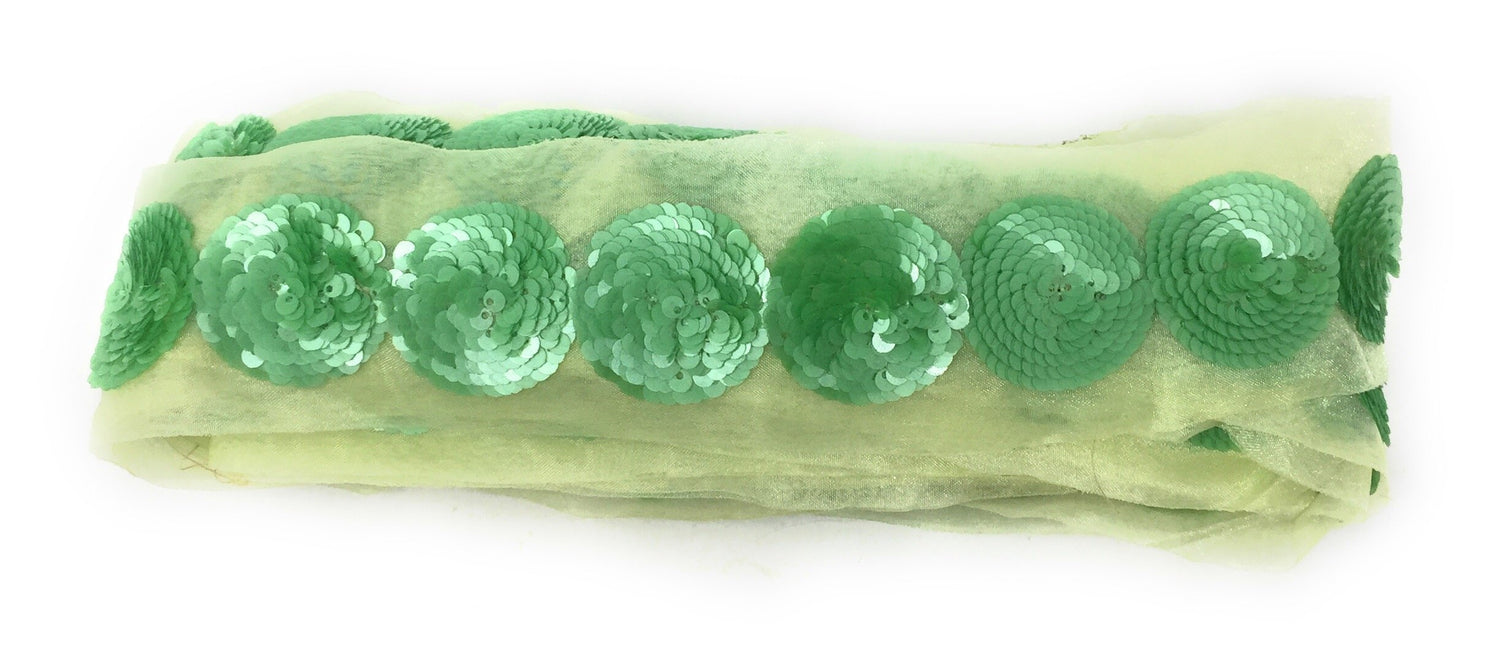 Green sequin trim roll of 9 meter yard