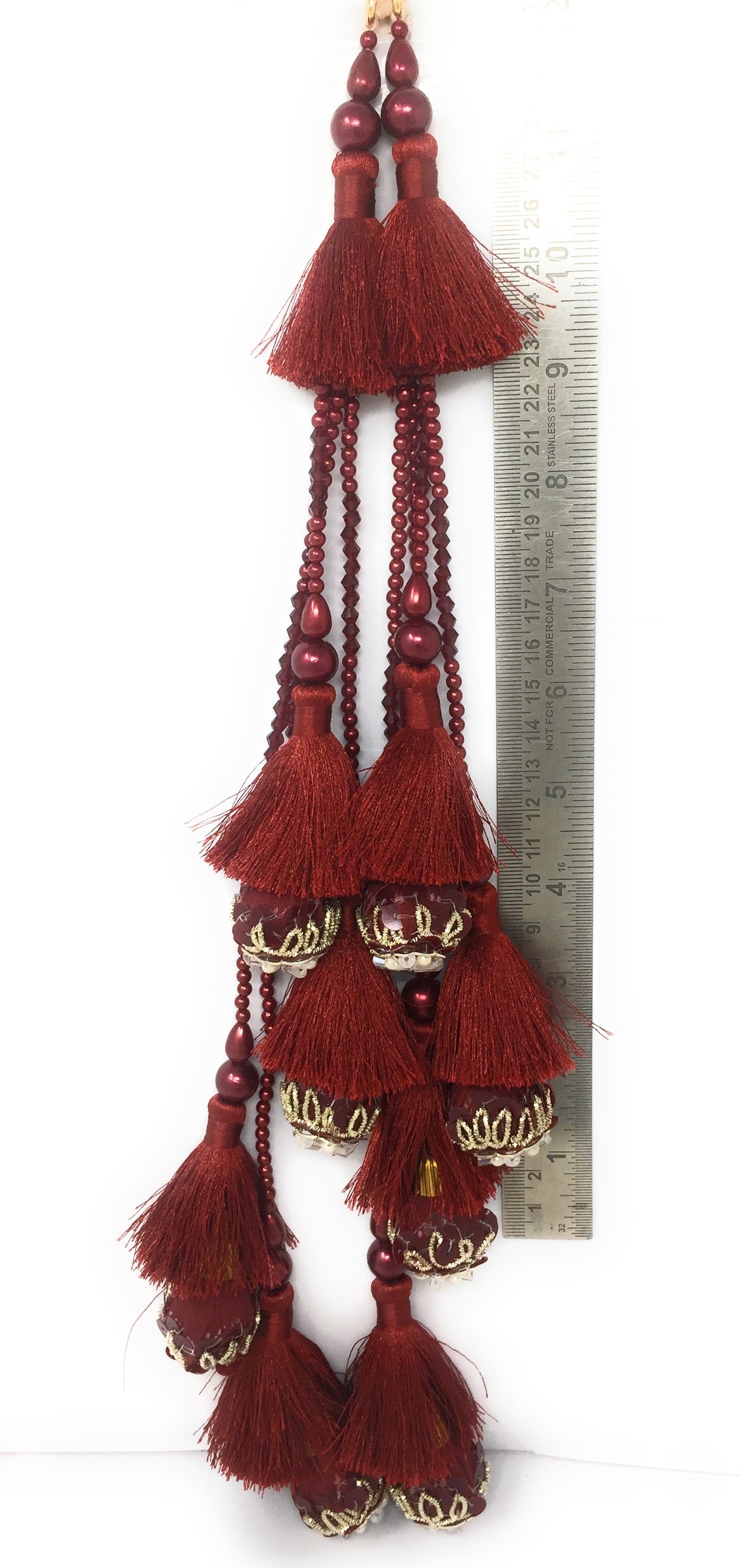 Maroon hanging latkan for lehenga - Set of 2