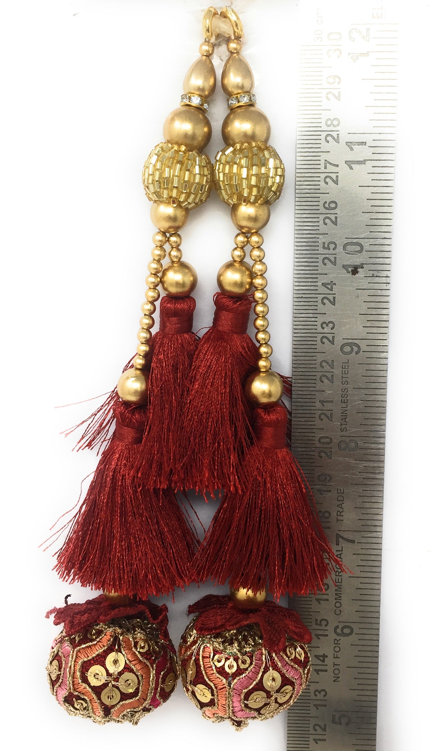 Maroon jhumki latkan for blouse - Set of 2