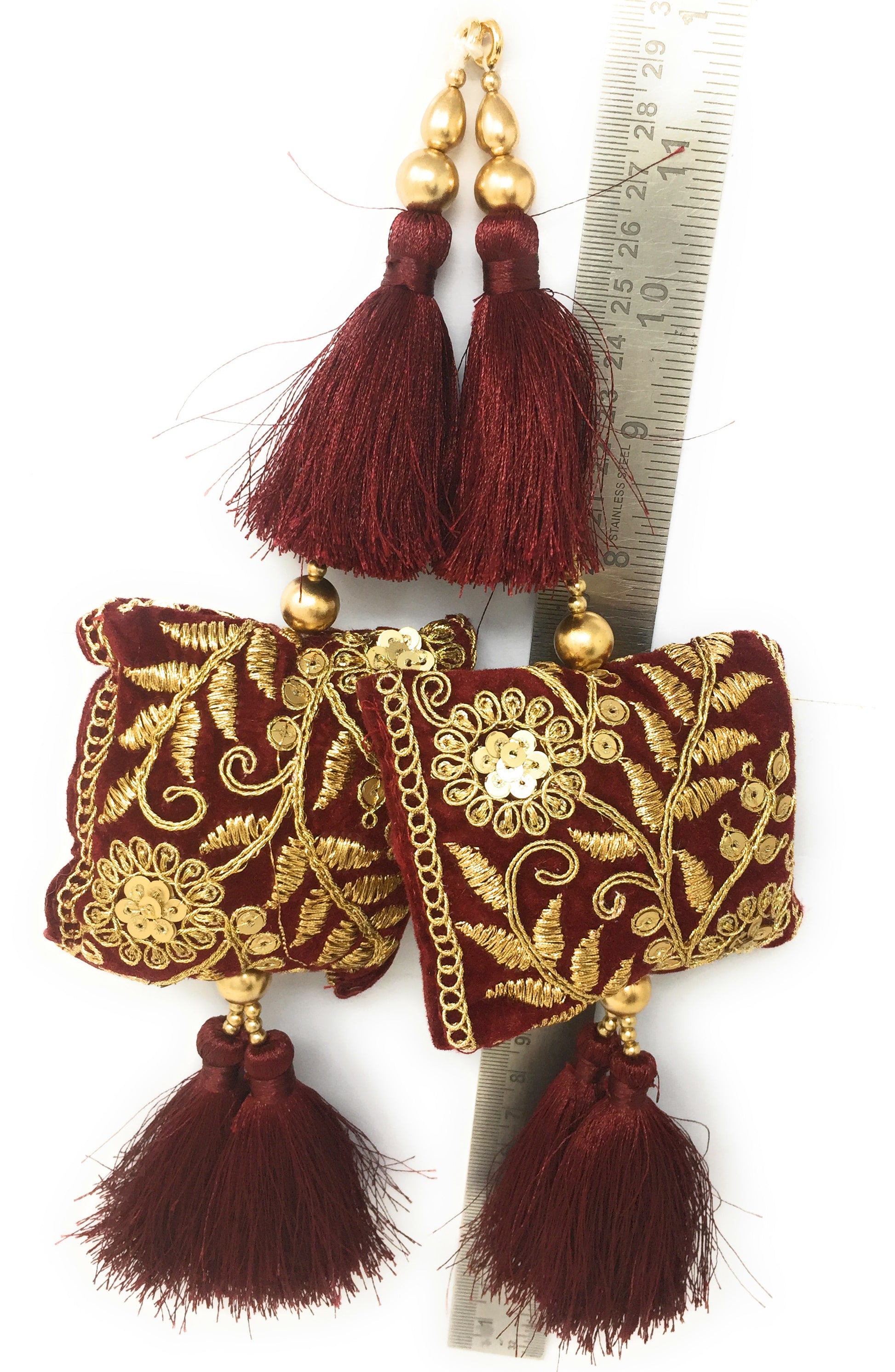 Maroon tassels for lehenga - Set of 2