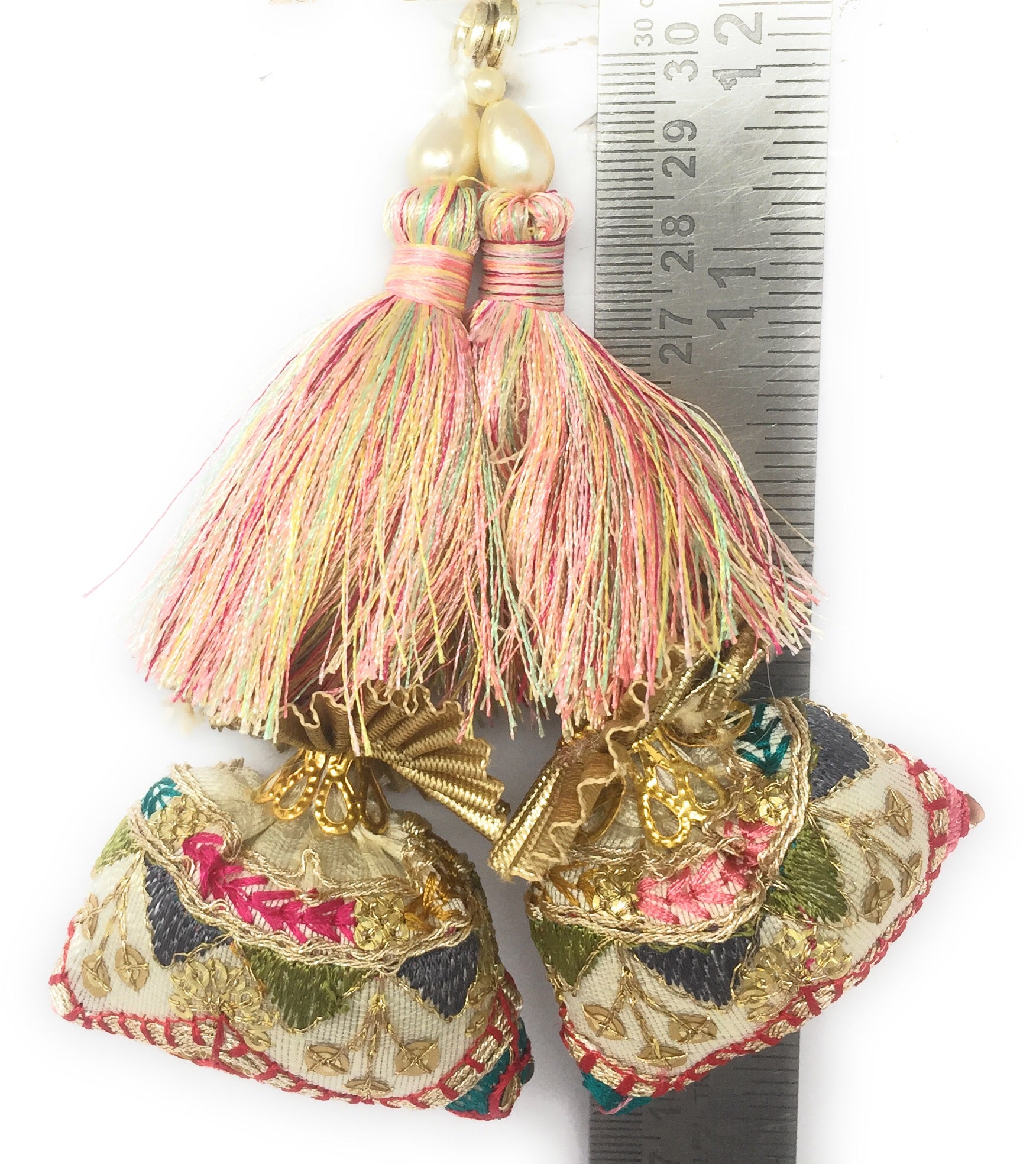 Multicolour saree blouse hanging beads - Set of 2