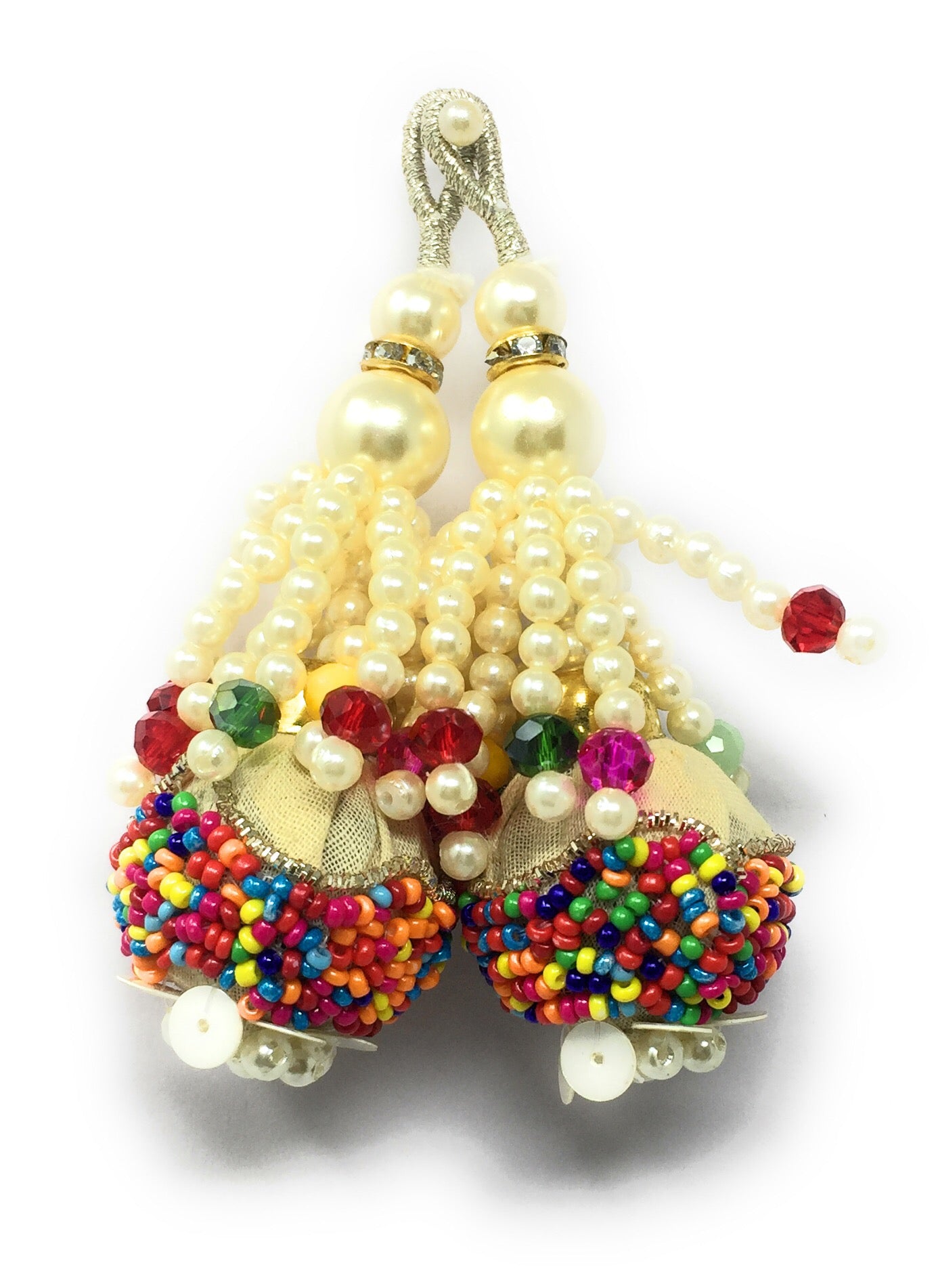 Latkan For Blouse Multicolour With White Moti - Set of 2