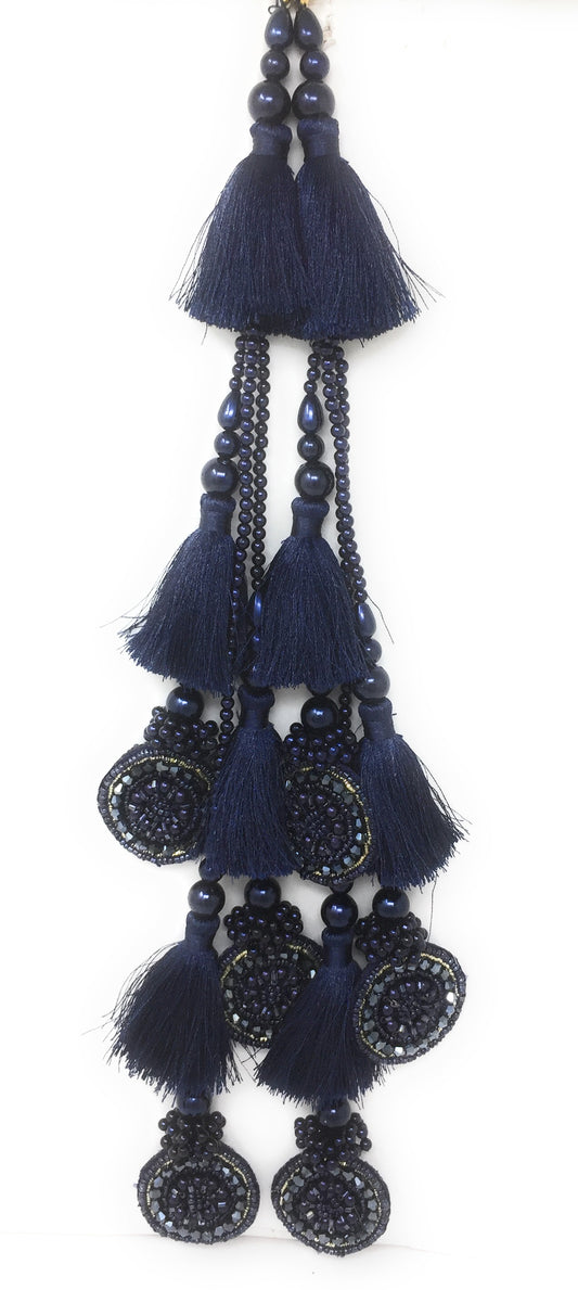 tassel latkan for lehenga Navy Blue Crystal