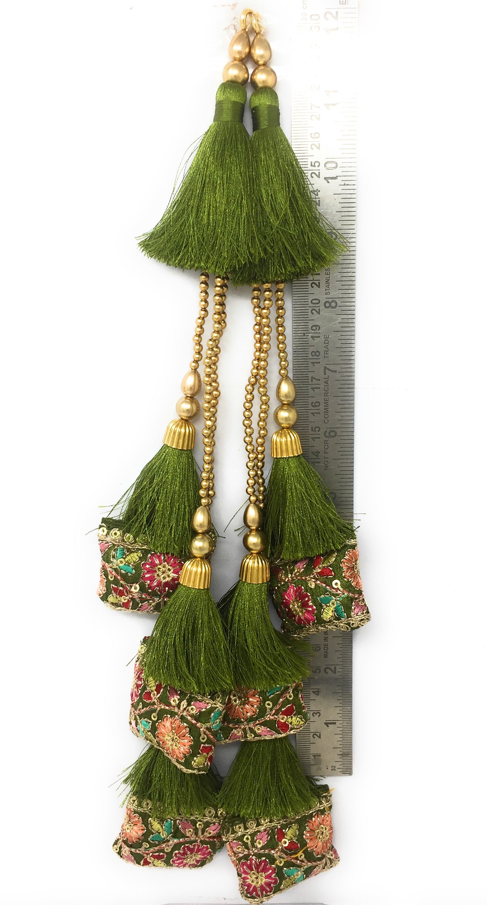 Olive Green lehenga hangings online shopping - Set of 2