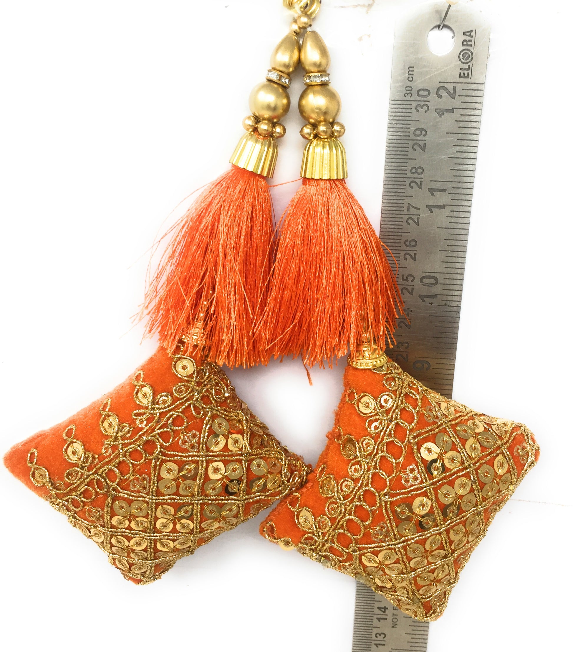 Orange tassel latkan saree blouse - Set of 2