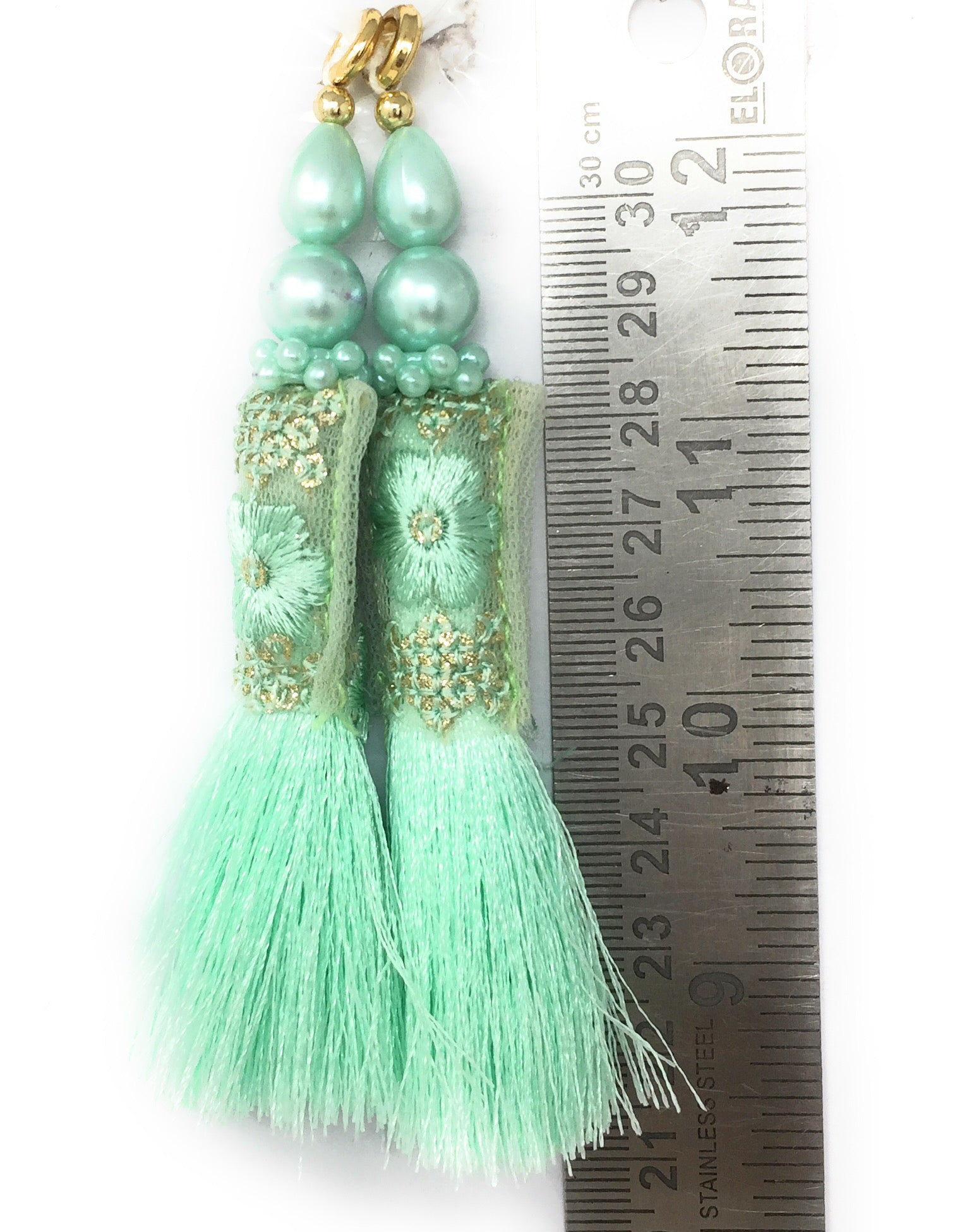 Pastel Sea Green heavy latkan for suit - Set of 2