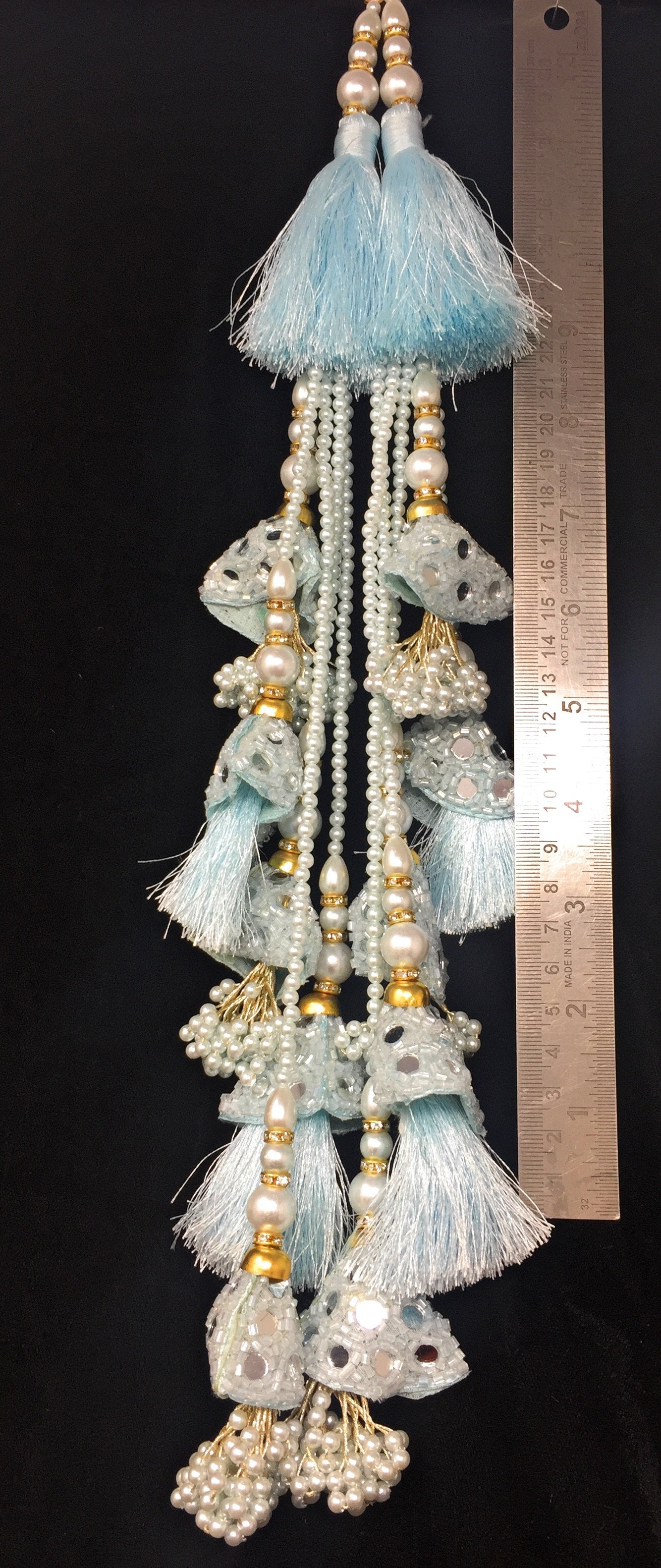Sea Blue Heavy Lehenga Latkan - Set of 2