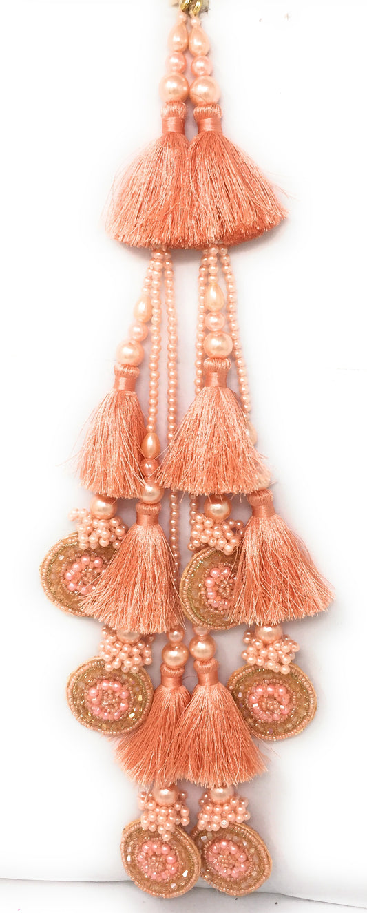 Peach chaniya choli latkan design, Crystal Work - Set of 2