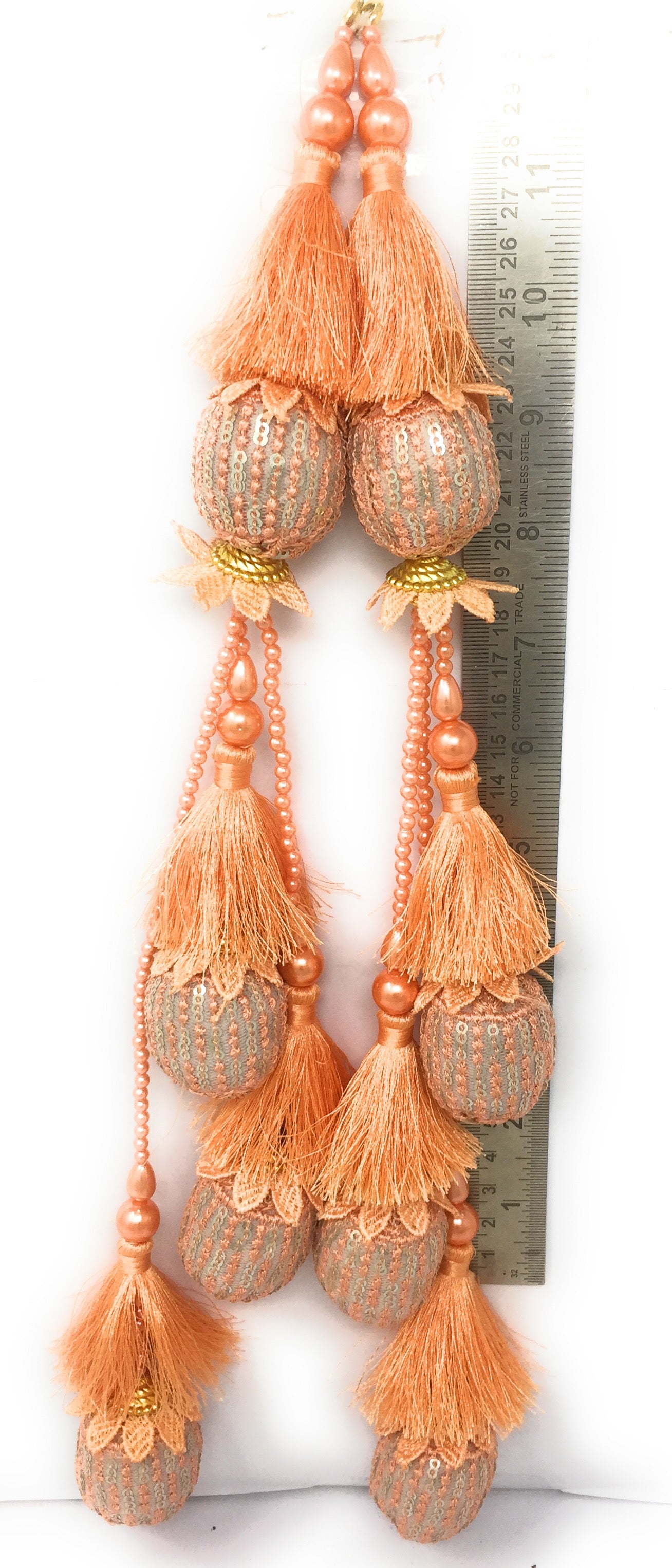 Peach lehenga side hangings online - Set of 2