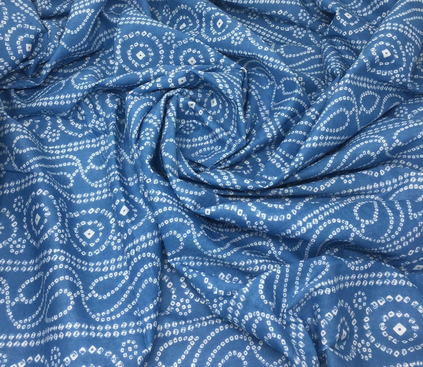 Blue Bandhani Printed Cotton Material