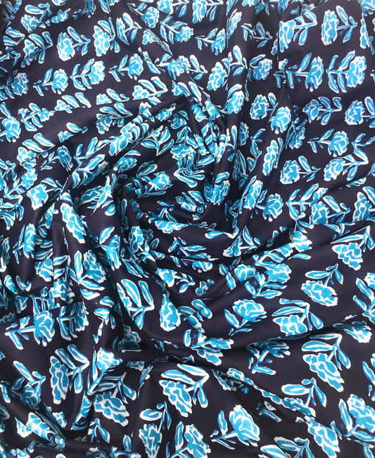 blue floral cotton fabric