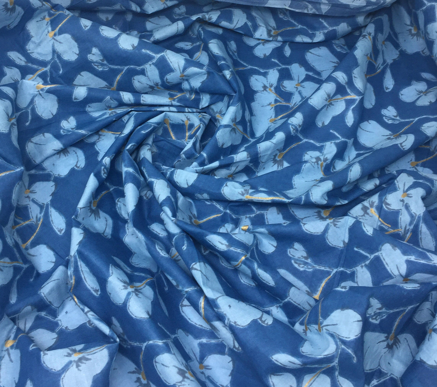 Sanganeri Print Cotton Material Blue