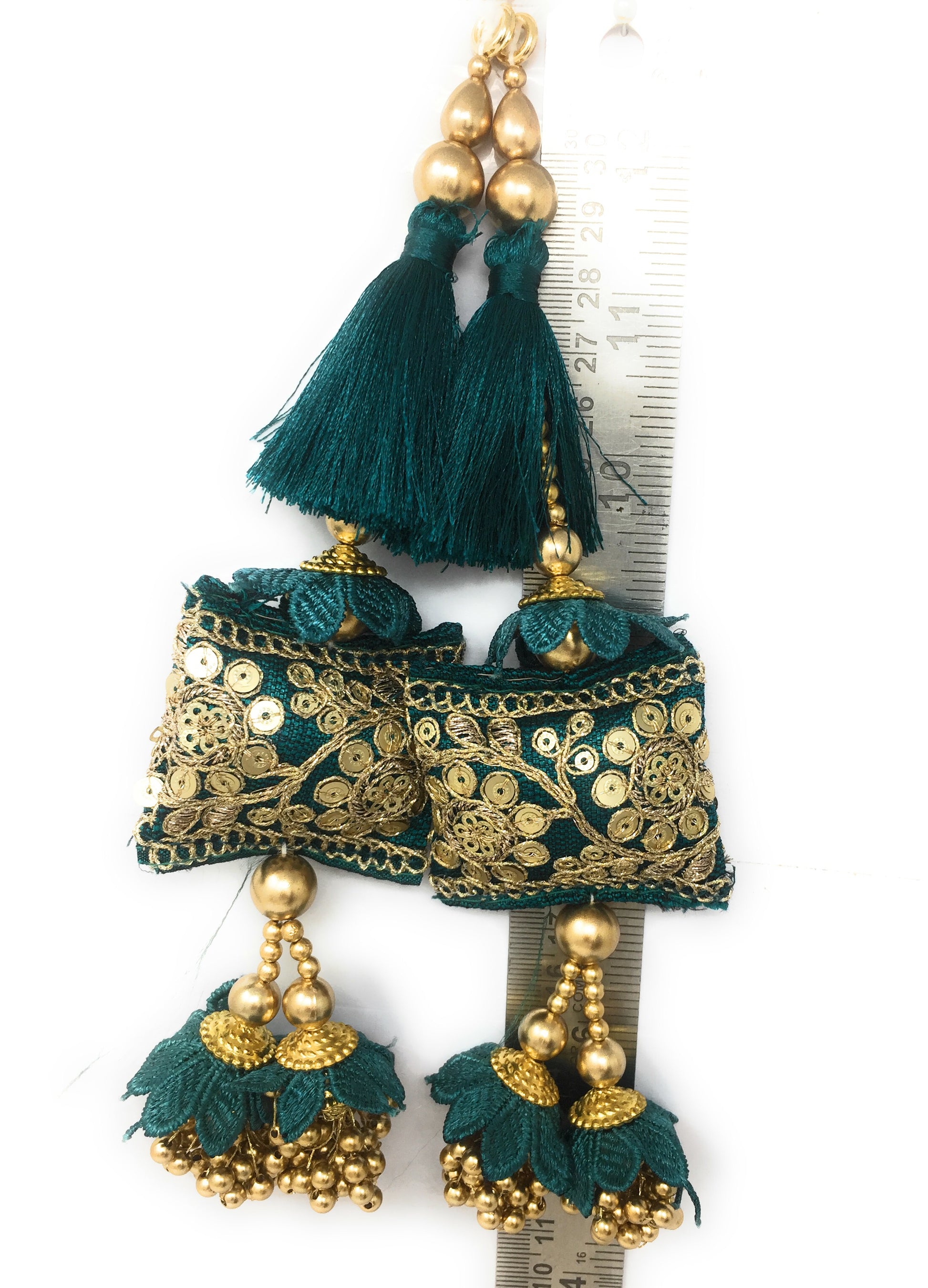 Rama Green blouse fancy latkan - Set of 2