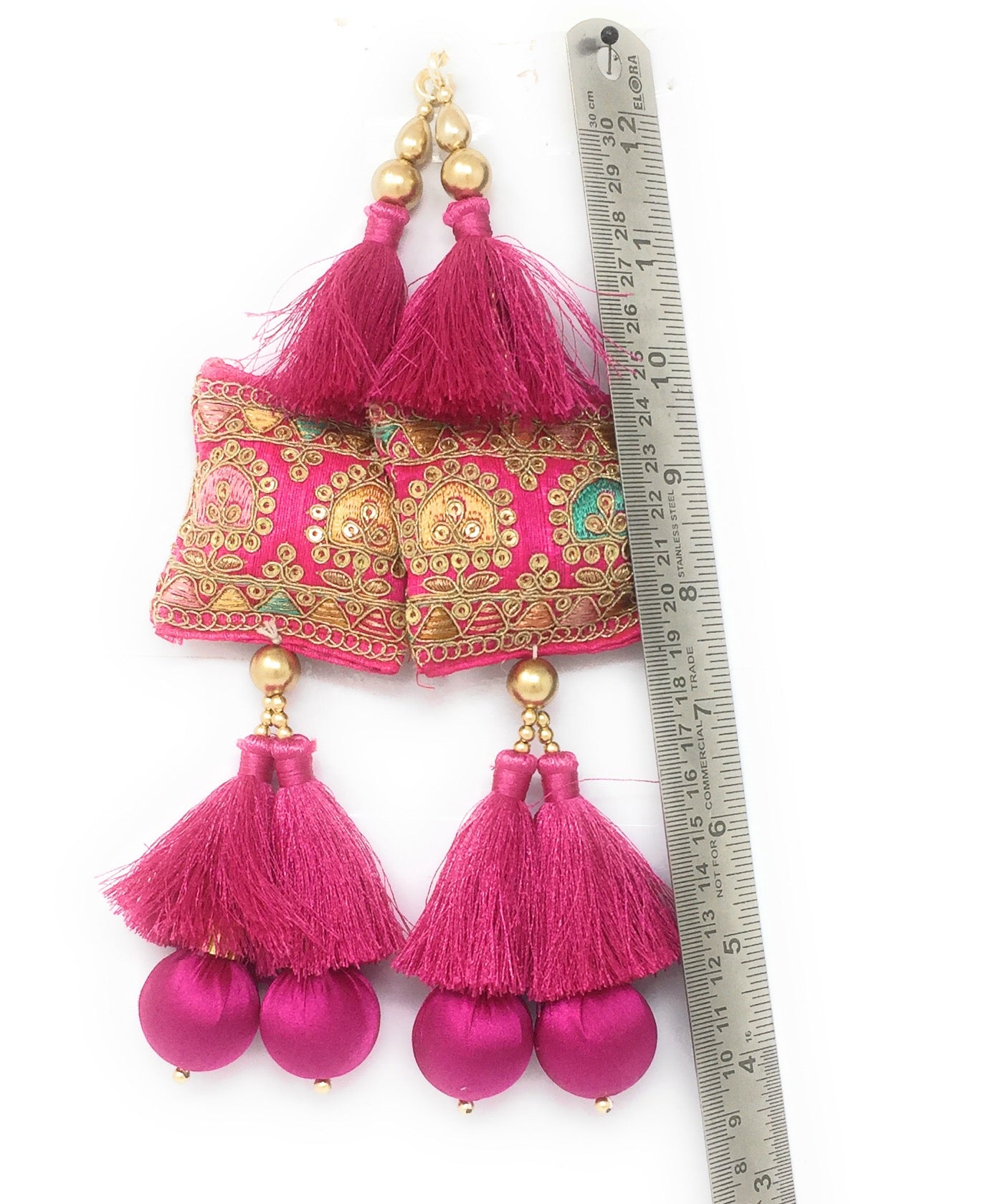 Rani Pink cloth fabric latkan - Set of 2