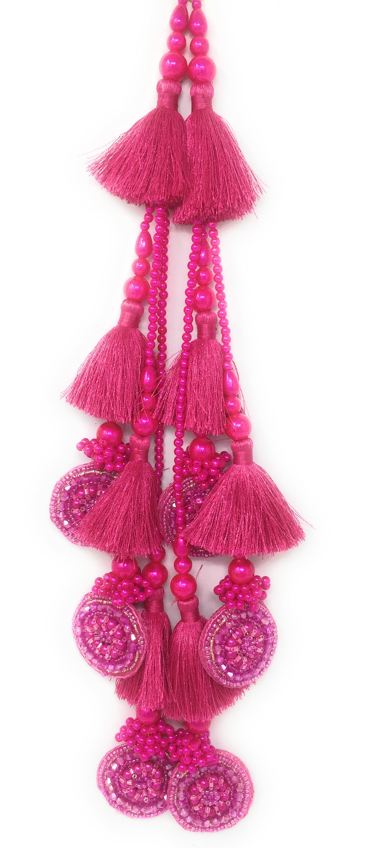 lehenga hanging tassel Rani Pink Crystal
