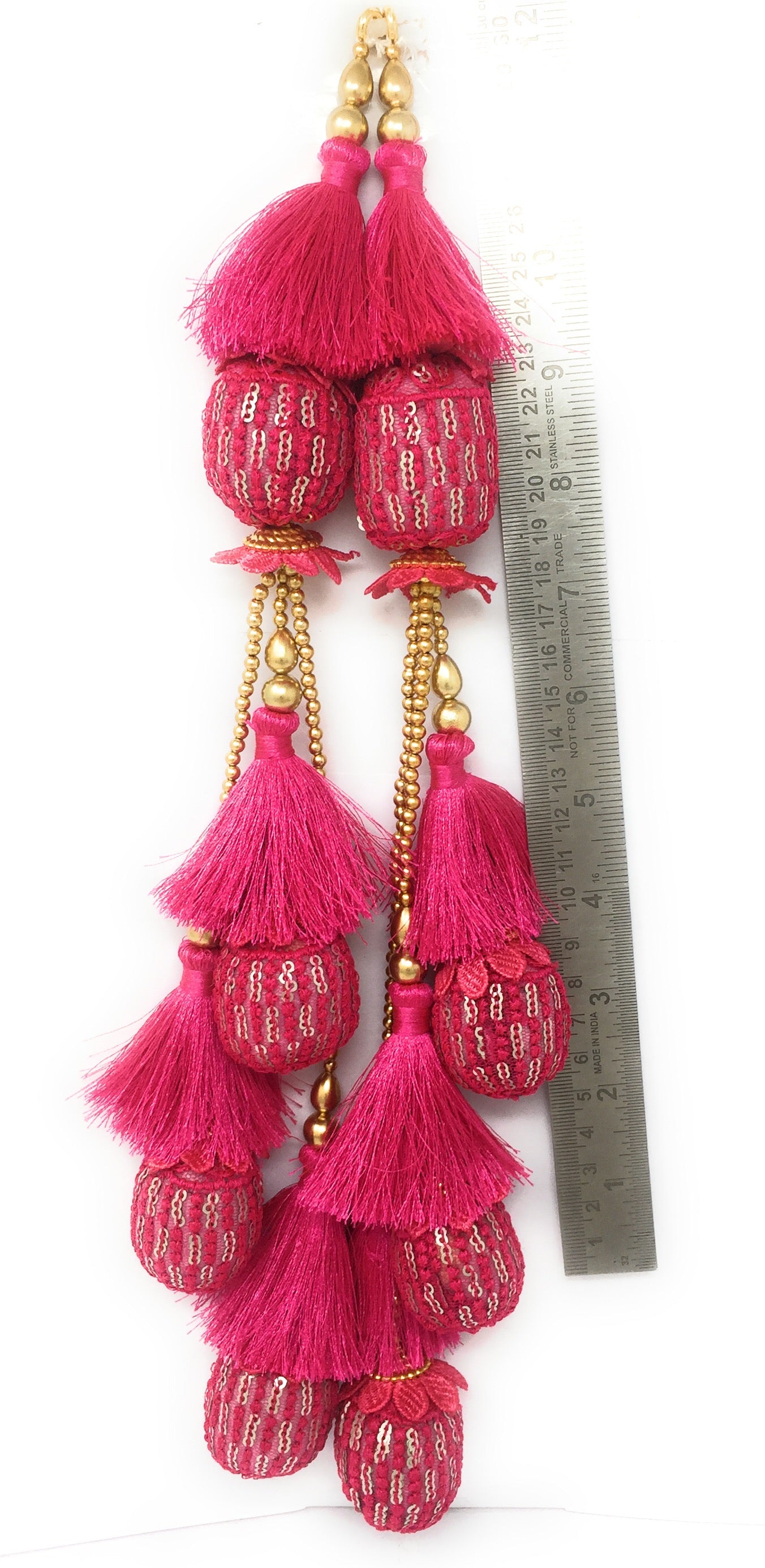 Rani Pink mirror latkan for lehenga - Set of 2