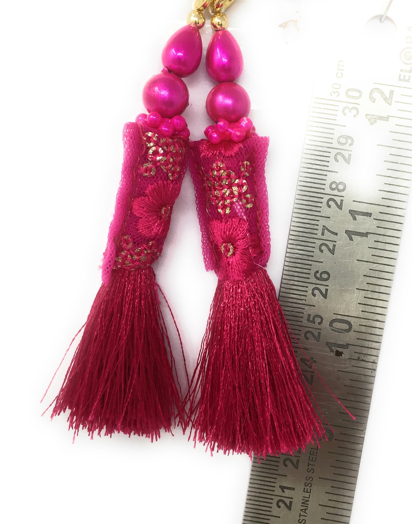 Rani Pink saree blouse tassels online - Set of 2