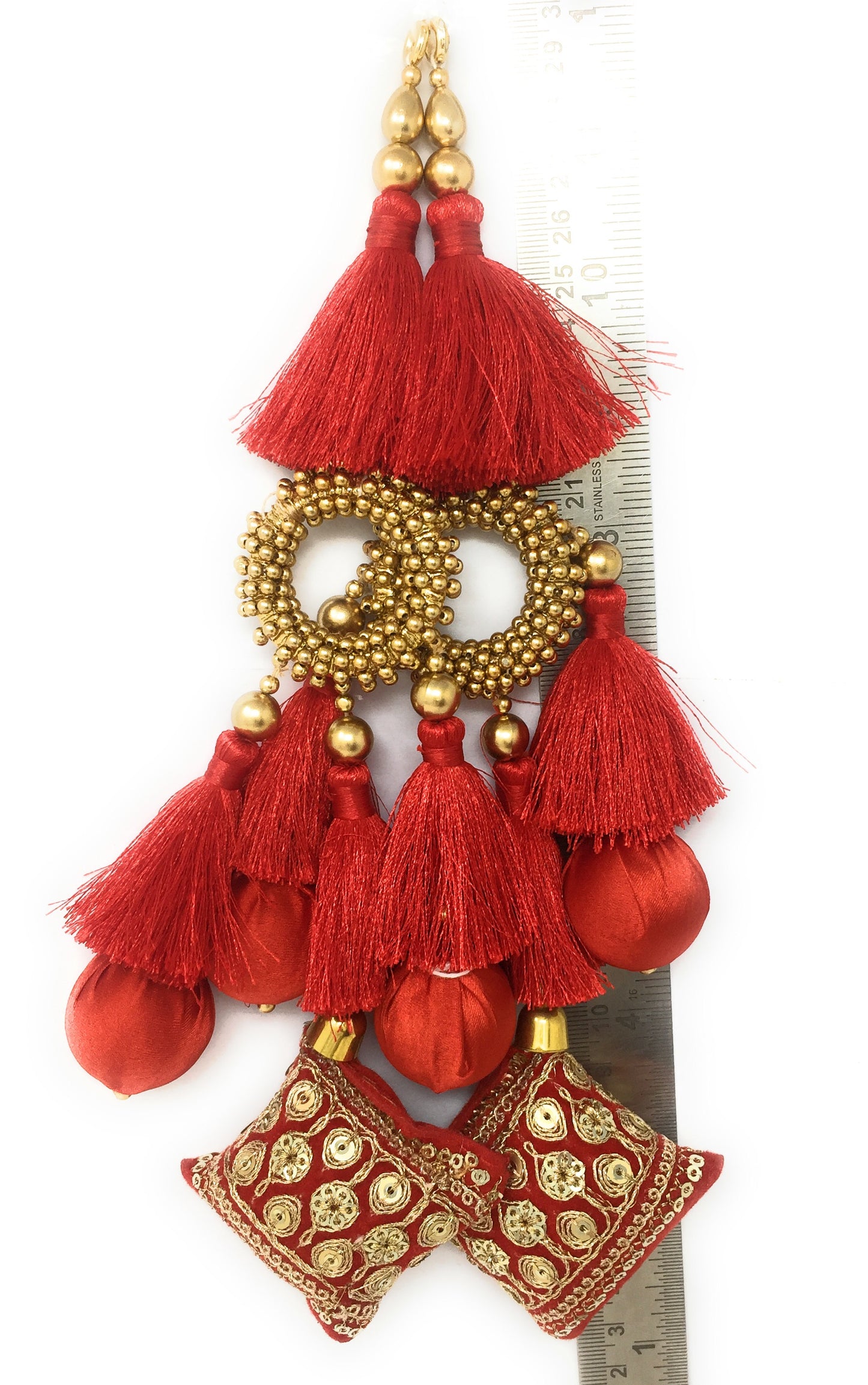 Red cloth tassels for blouse - Set of 2