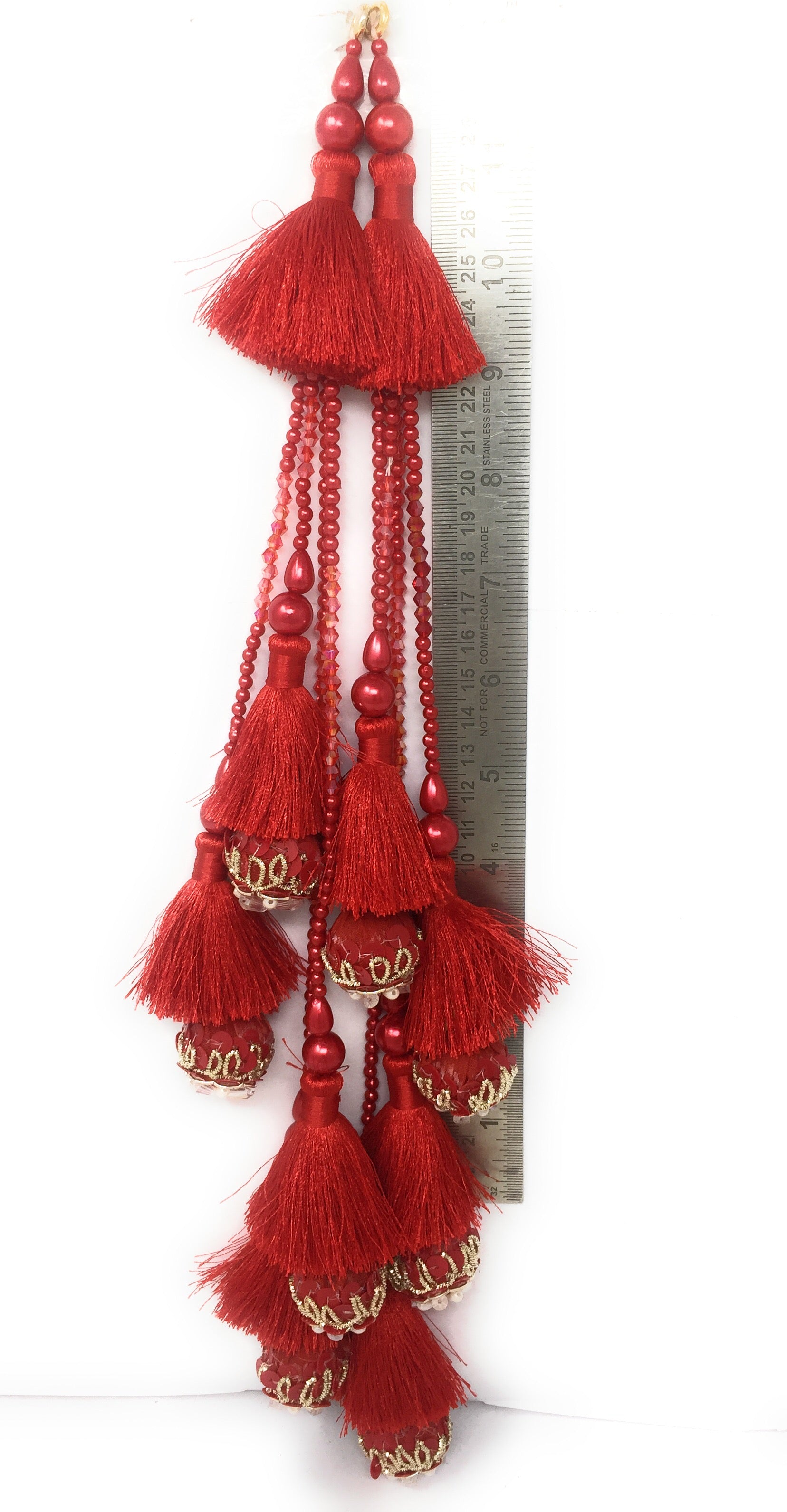Red golden heavy latkan for lehenga - Set of 2