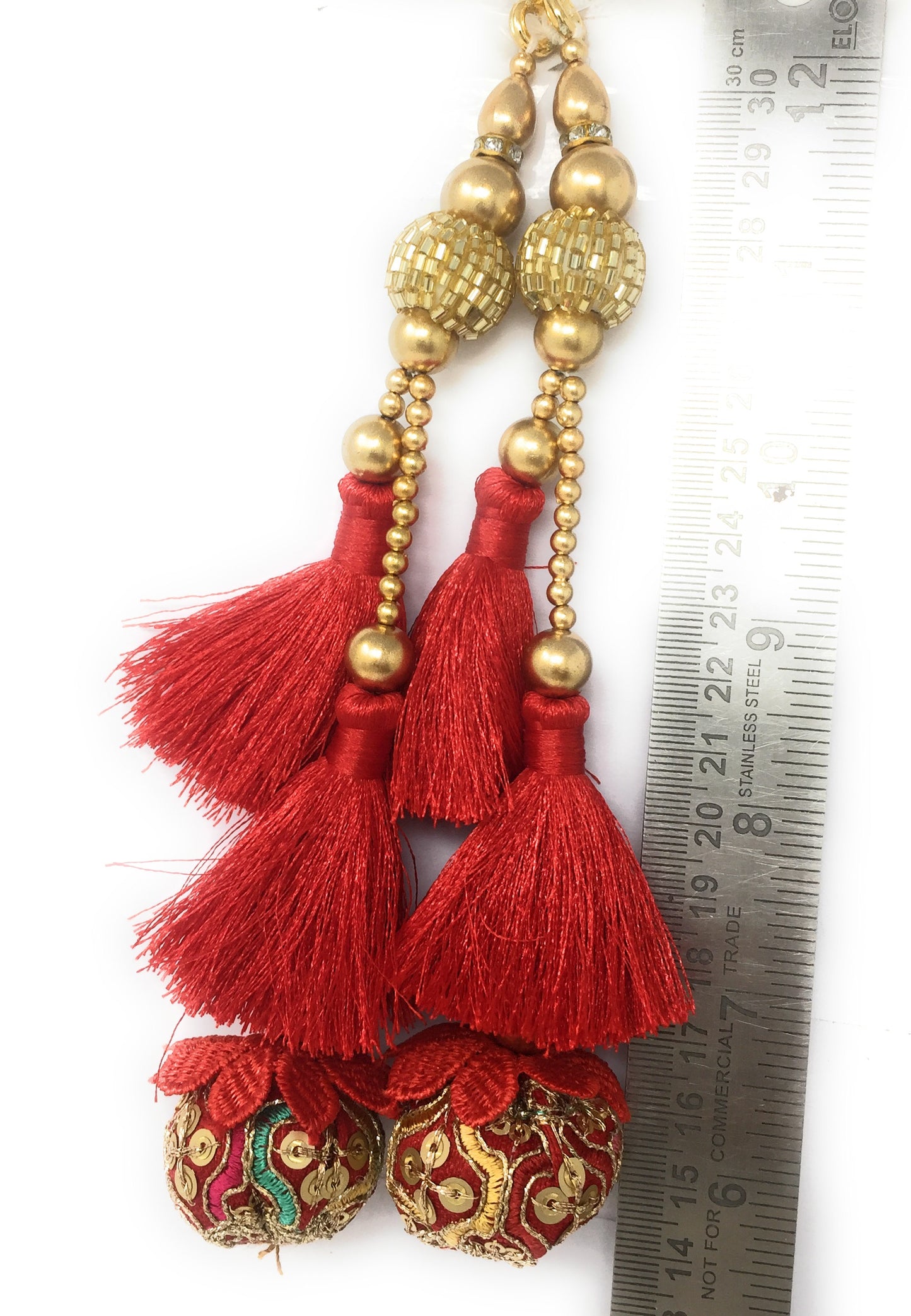 Red handmade hangings for blouse - Set of 2