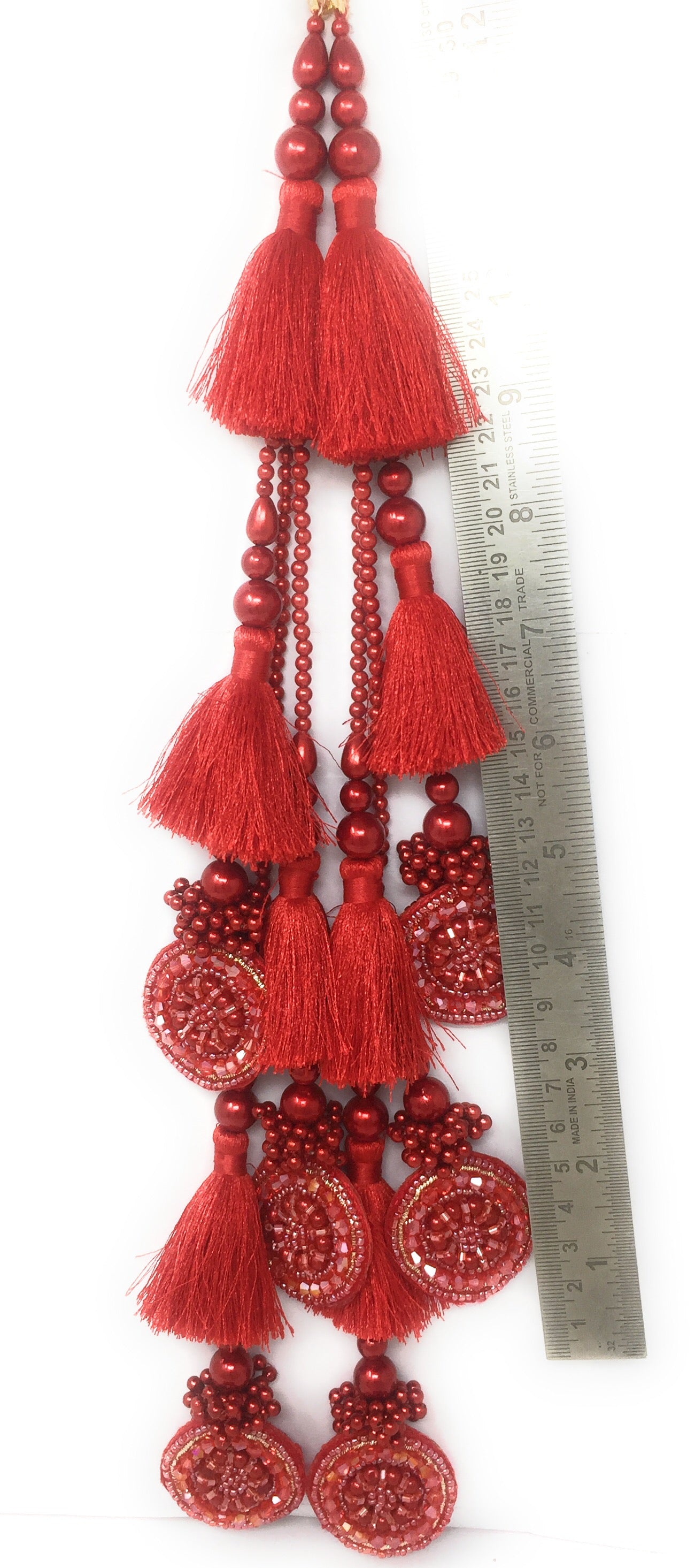 Red lehenga hangings online, Crystal Work - Set of 2