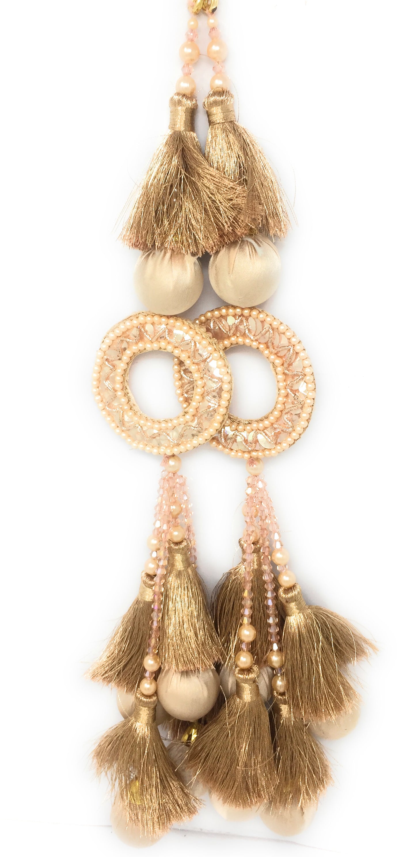 Rose Gold side hangings for lehenga, Crystal Work - Set of 2