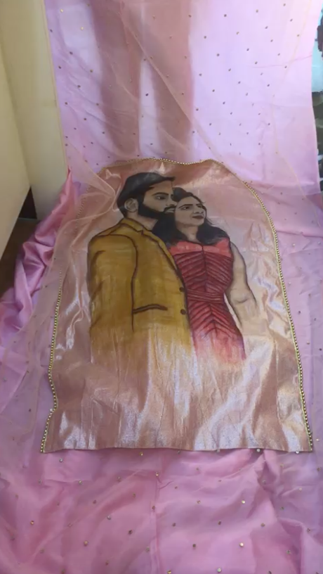 Customised Hand Painted Bridal Dupatta with name