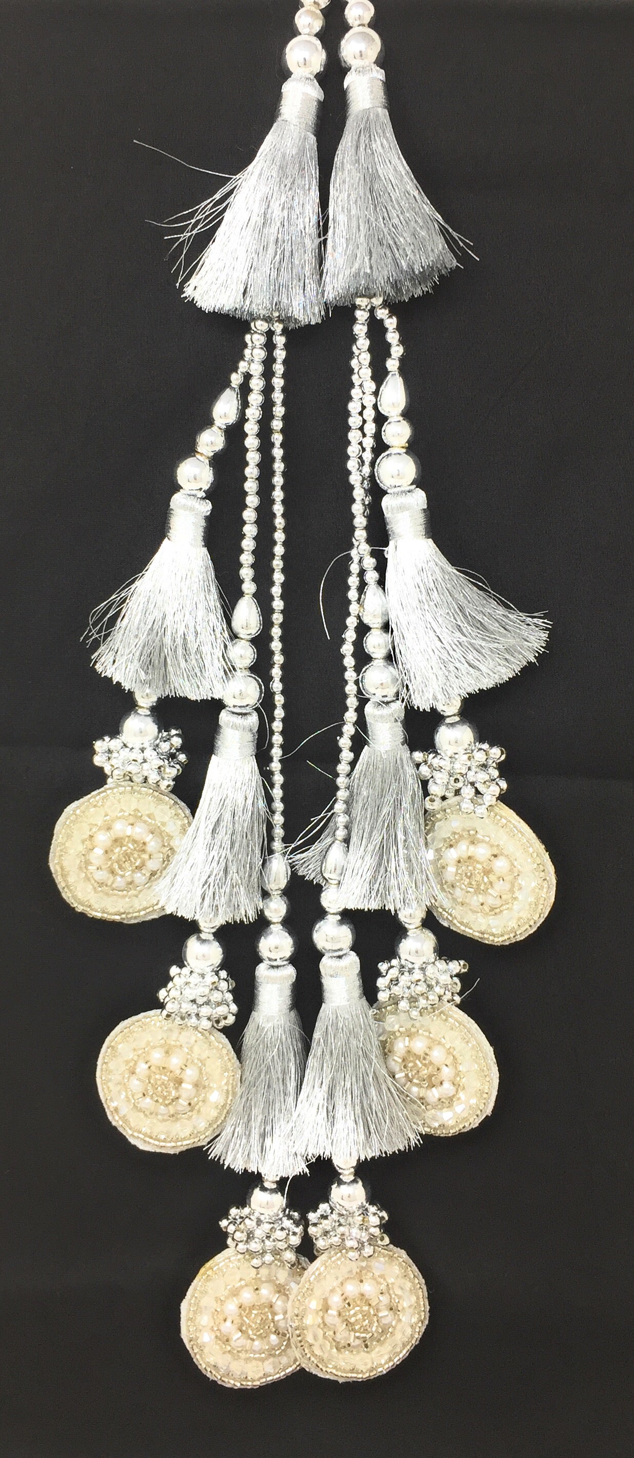 lehenga with tassels Silver Crystal