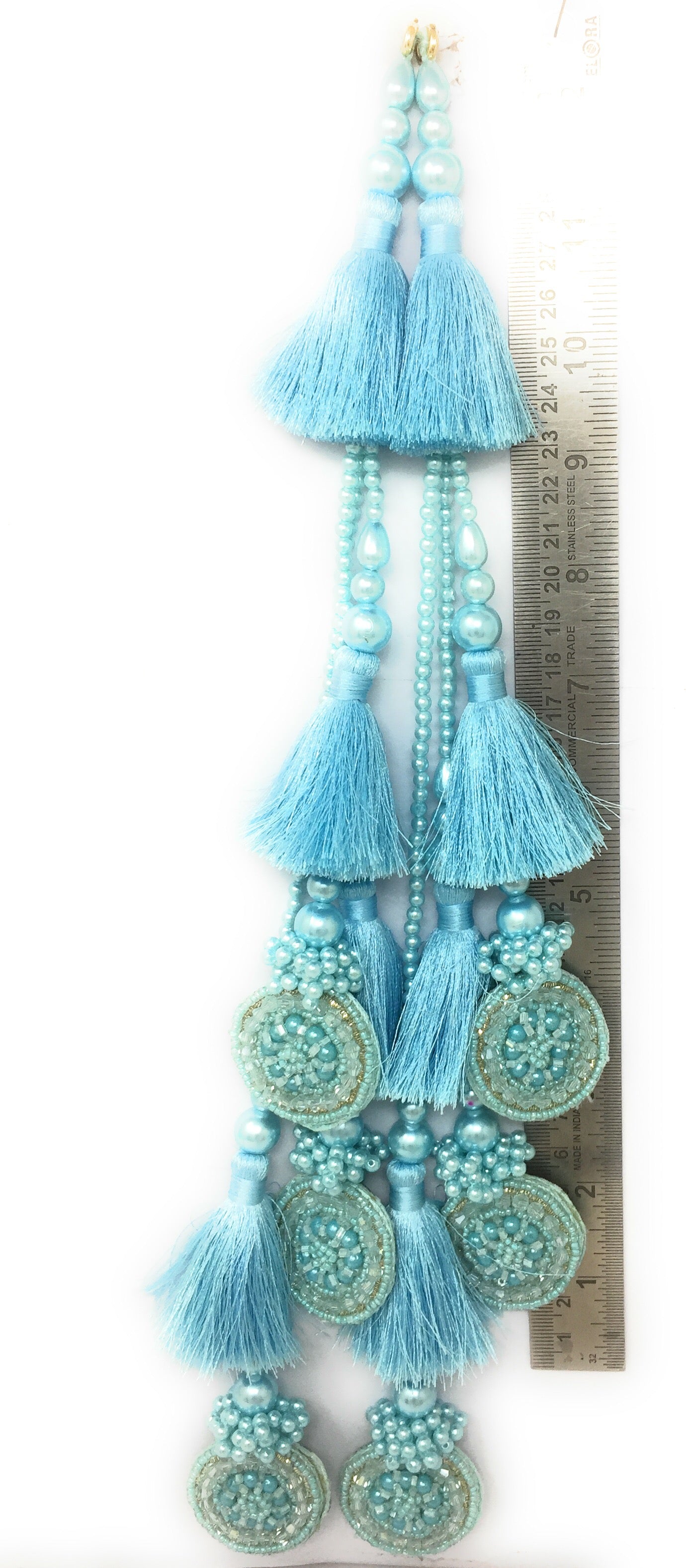 Sky Blue tassels in lehenga, Crystal Work - Set of 2