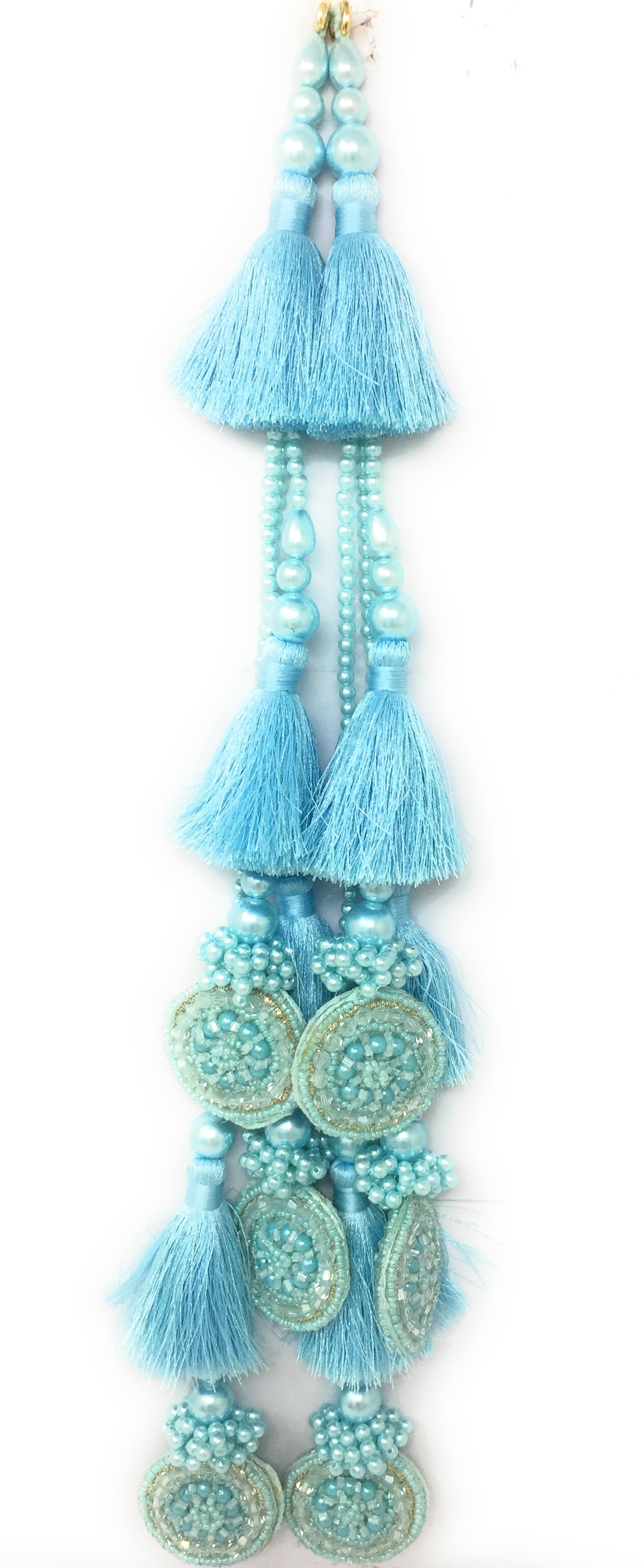 tassels in lehenga Sky Blue Crystal