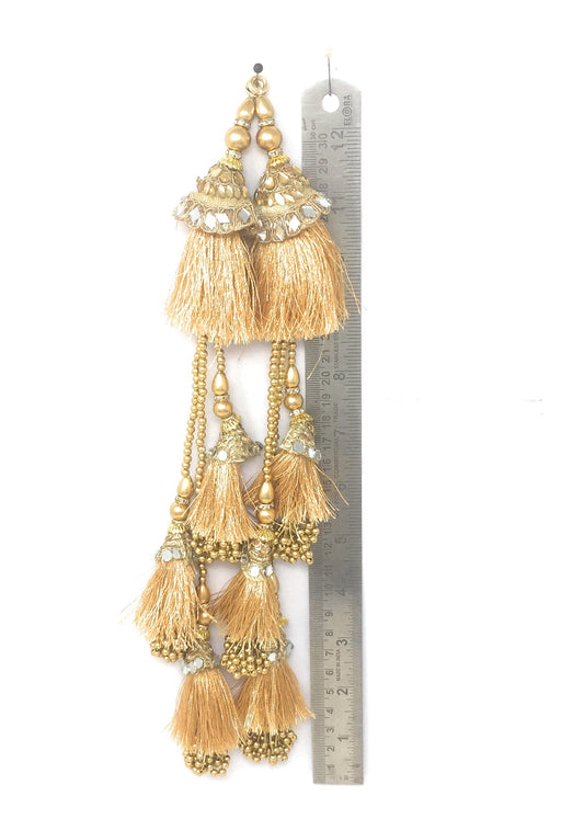 Heavy Gold Mirror Lehenga Latkan - Set of 2