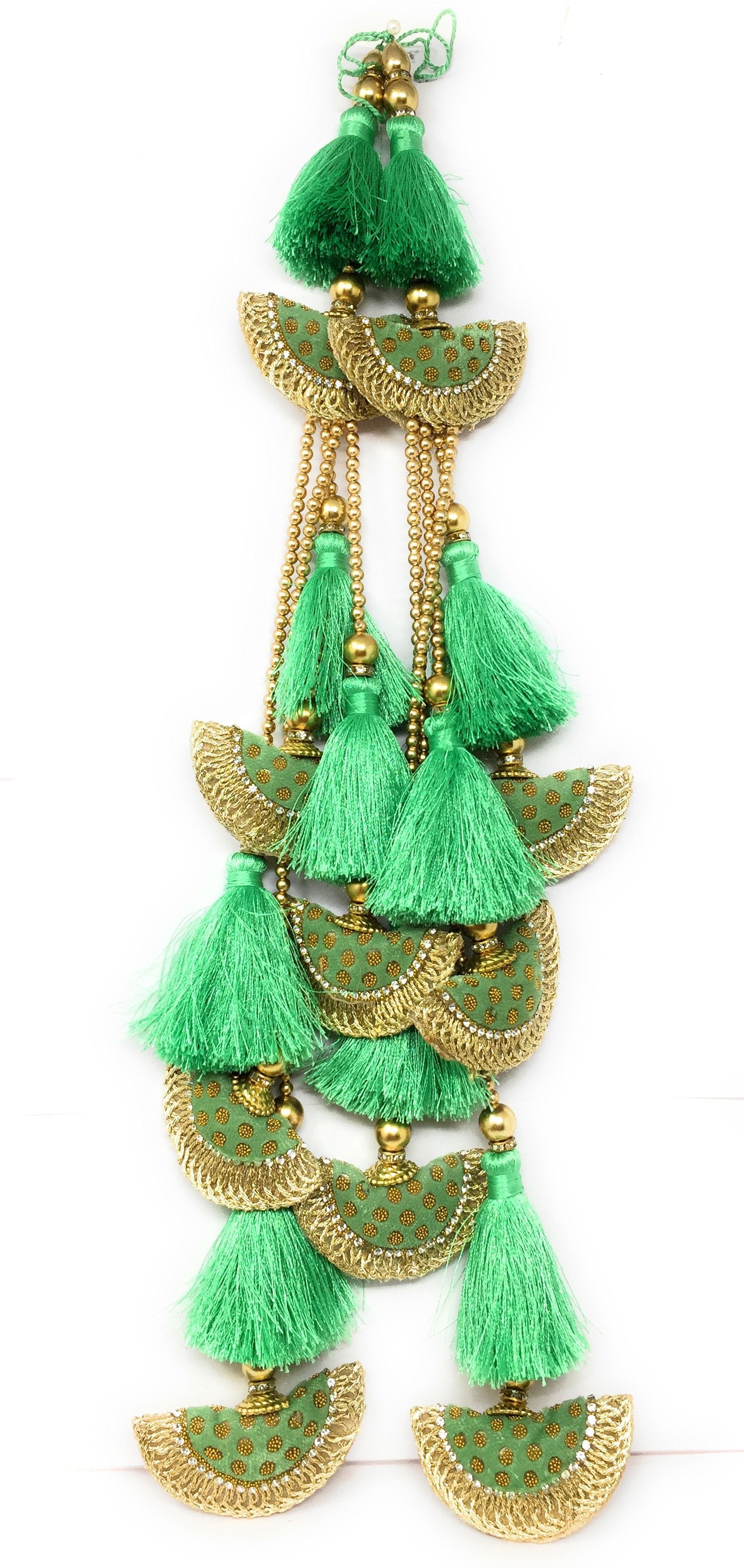 Heavy Latkan Lehenga Handmade Hanging Sea Green 15168