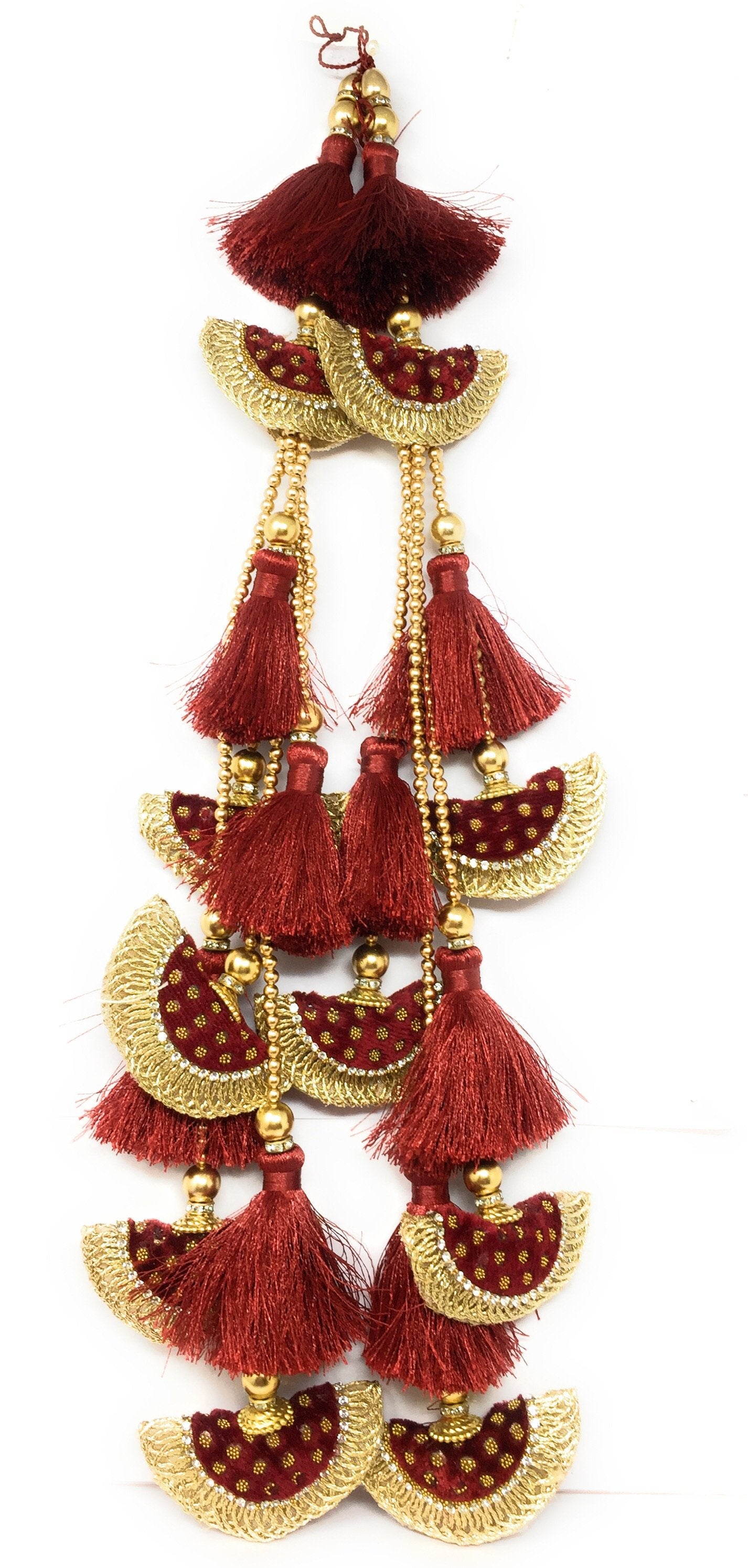 Heavy Bridal Latkan Lehenga Hanging Maroon 15171