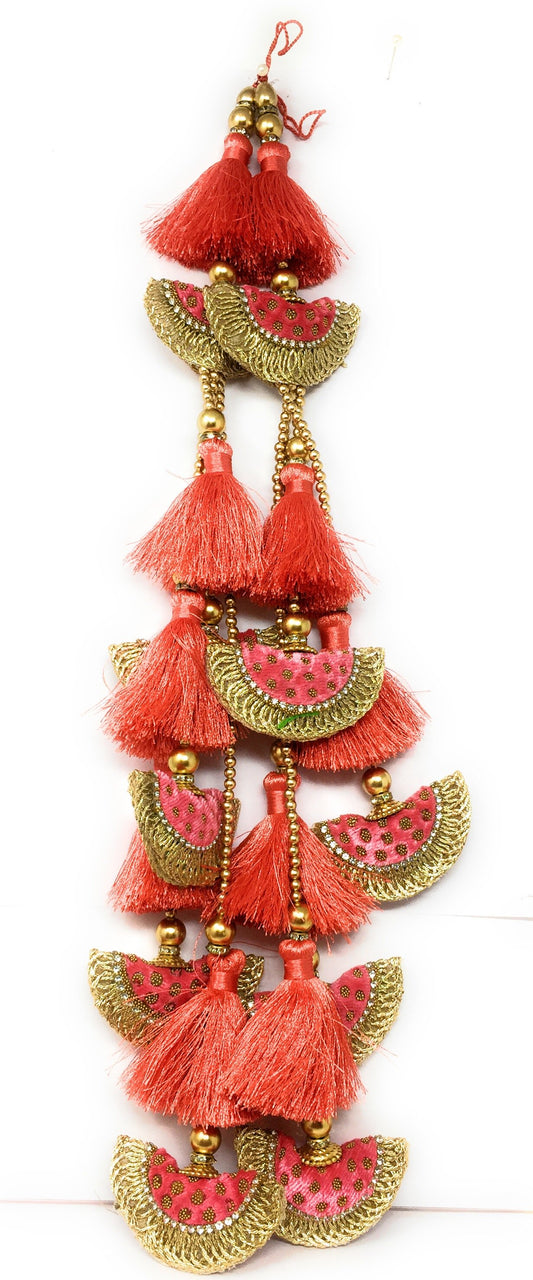 Heavy Latkan Lehenga Handmade Hanging Peach Pink 15172