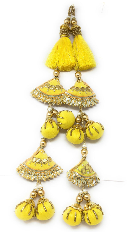 Heavy Latkan Lehenga Handmade Hanging Yellow 15201