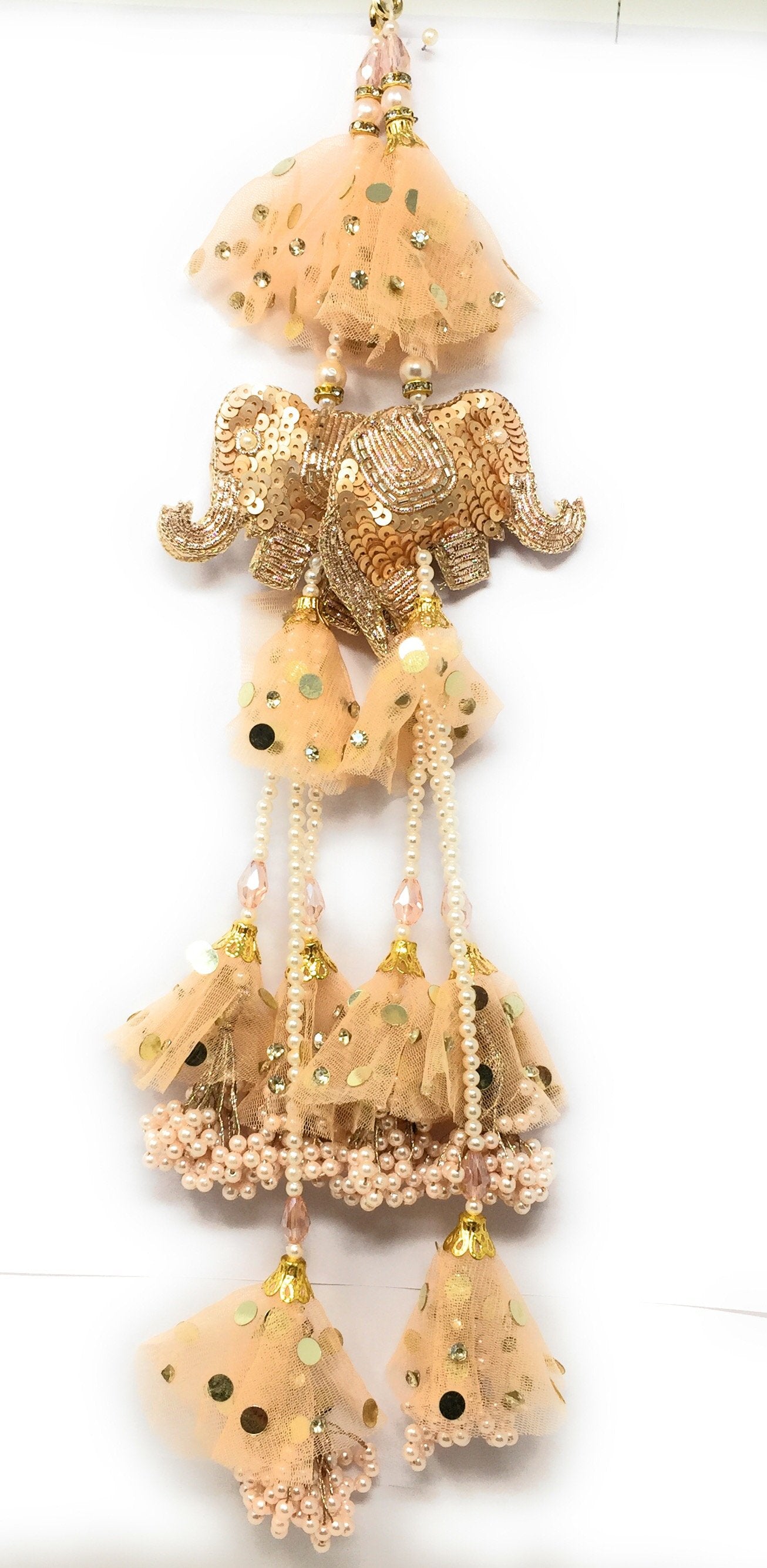 Heavy Latkan Lehenga Handmade Hanging Rose Gold 15185