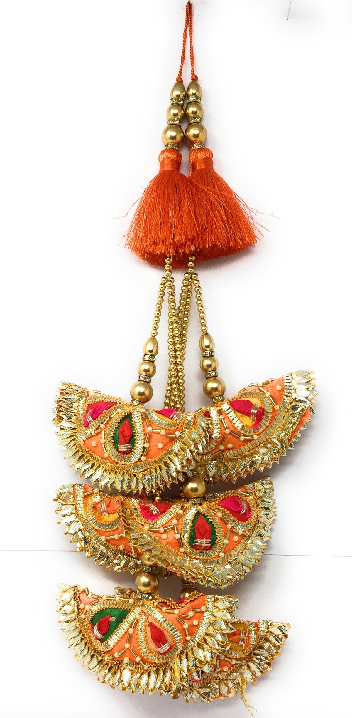 Heavy Latkan Lehenga Handmade Hanging Orange 15188