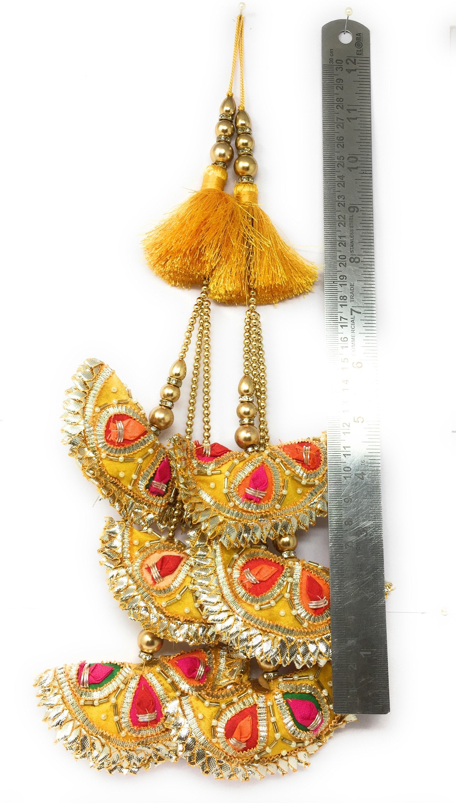 Heavy Latkan Lehenga Handmade Hanging Yellow 15189