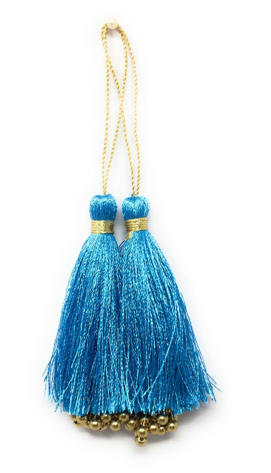 Latkan suit blouse tassel hanging Sea Blue 15279